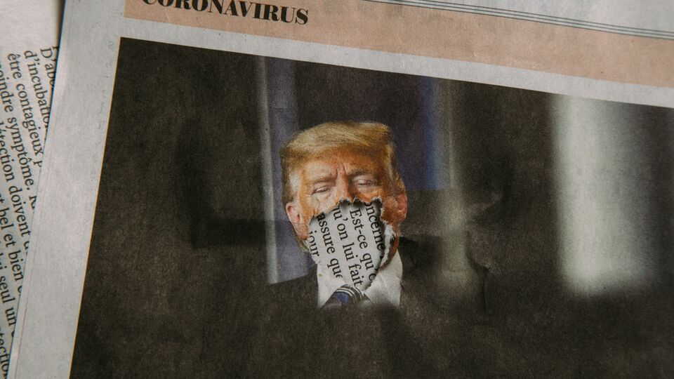 Donald Trump torn image in French newspaper