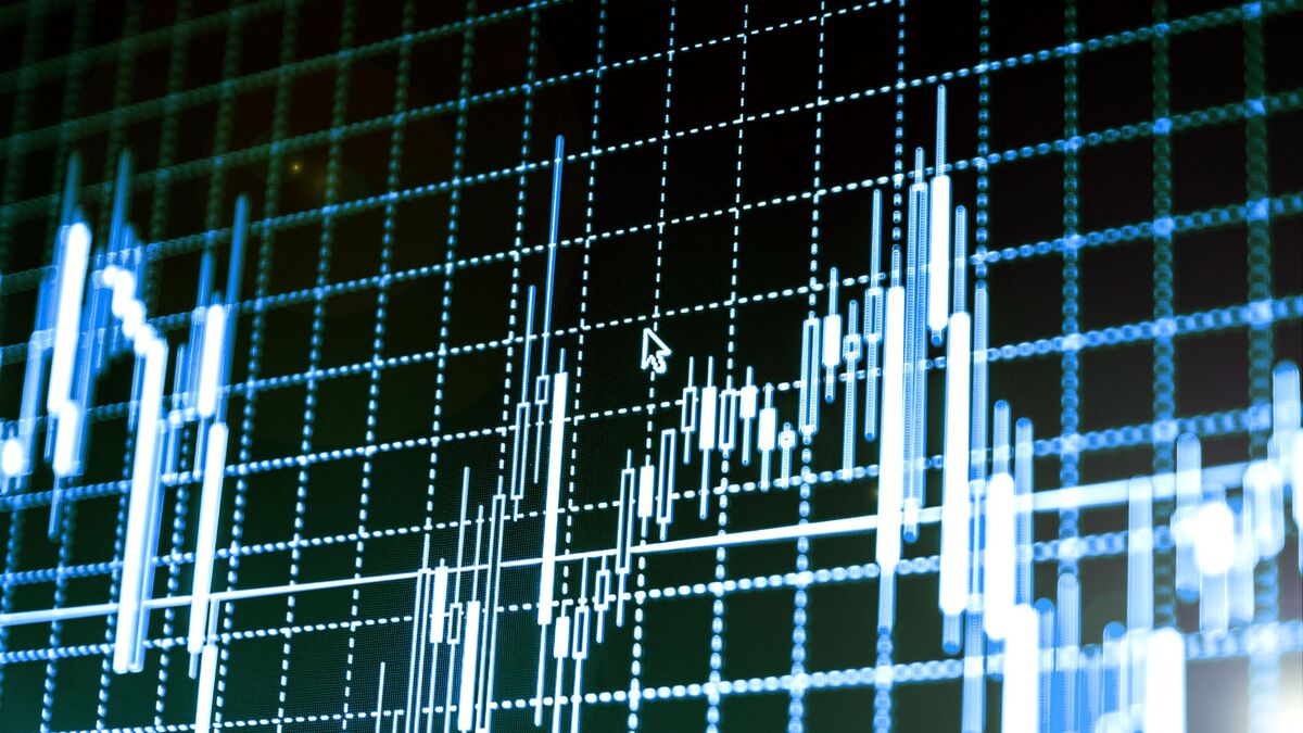 Computer screen showing a graph indicating value movements